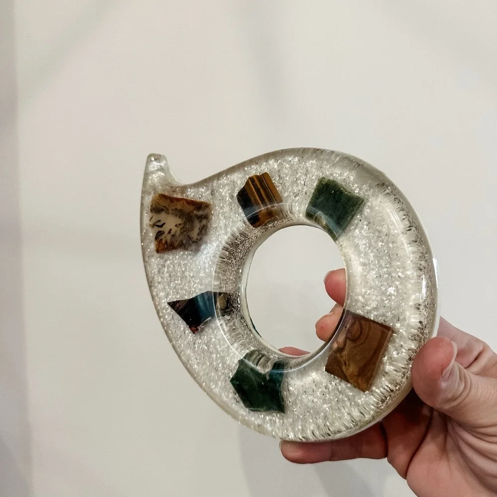 VTG MCM Lucite‎ Agate Ash Tray Base Glitter 8